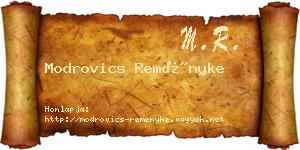 Modrovics Reményke névjegykártya